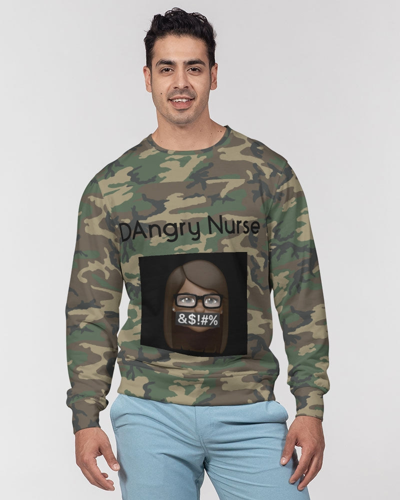 Brown-camo Men's Classic French Terry Crewneck Pullover