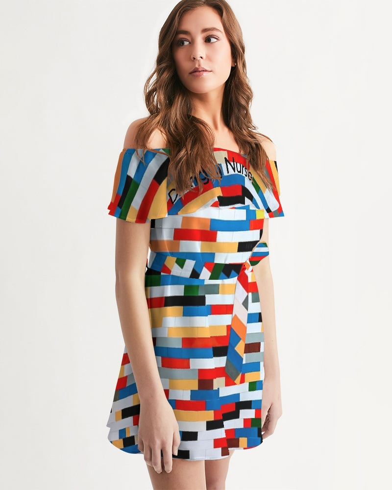 Angry Blocks Women's Off-Shoulder Dress