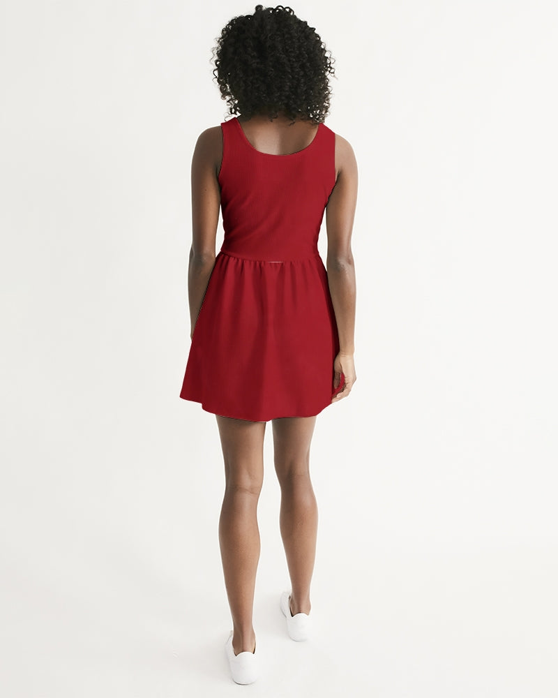 red Women's Scoop Neck Skater Dress