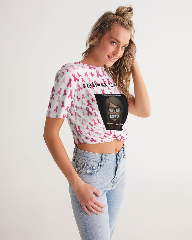 Special Edition F&$!#%K CANCER Women's Twist-Front Cropped Tee