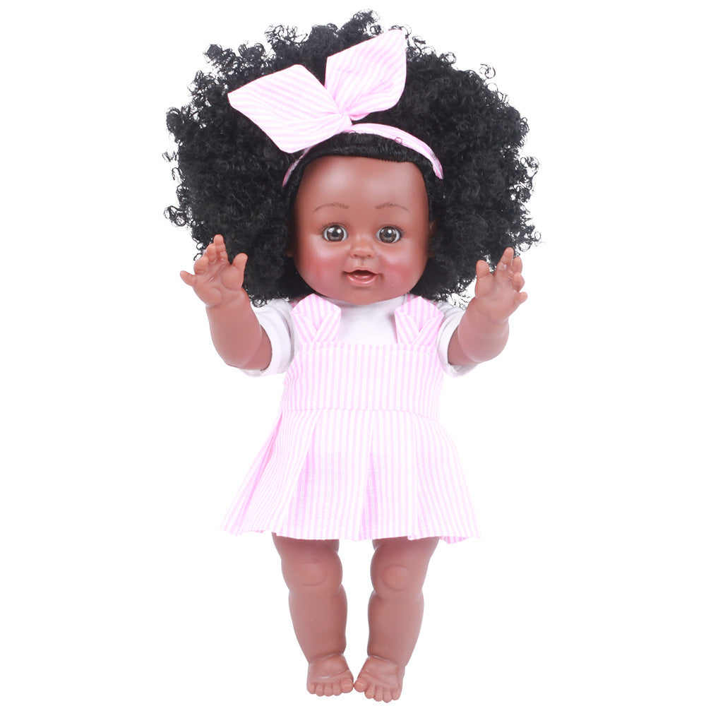 Imitation enamel plastic soft glue black baby doll