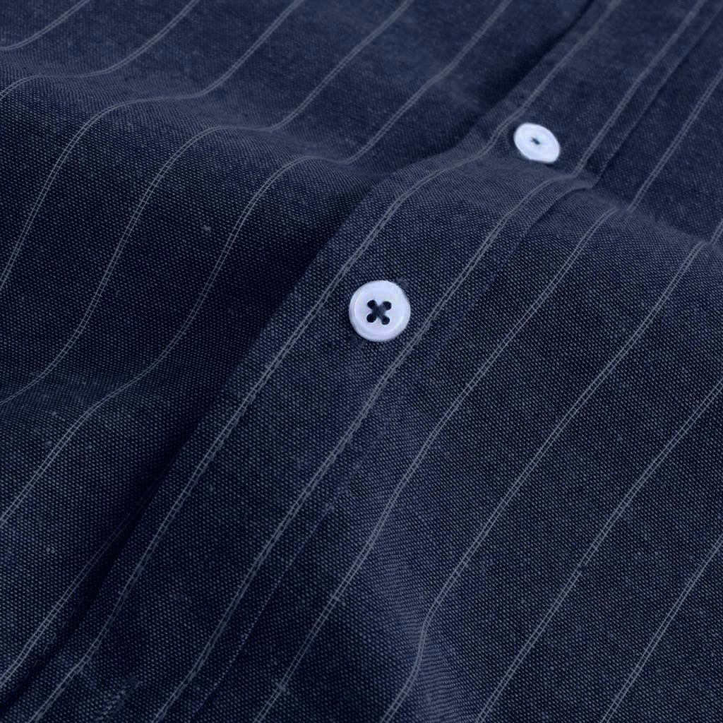 Striped Linen Three Quarter Sleeve Men's Shirt