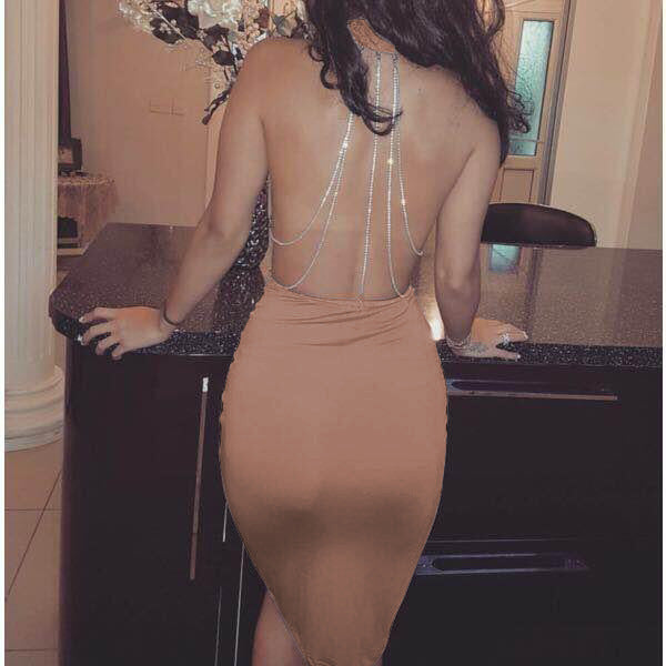 Wish speed sell 2021 Europe and the United States spring explosion models sexy hanging neck hanging chain bag hip night shop dress girl