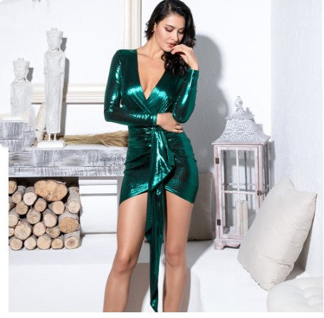 Pleated ribbon dress