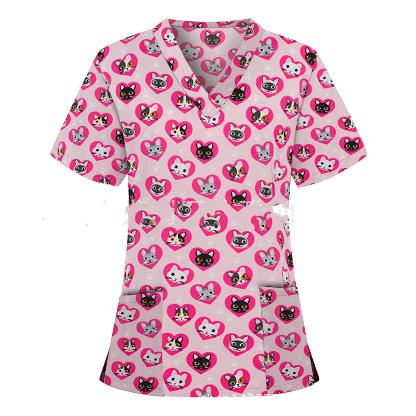 Pocket v-Neck Short-Sleeved t-Shirt Nurse Uniform