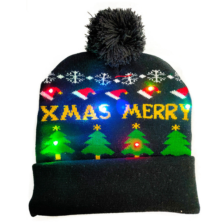 LED Christmas Hat Sweater Knitted Beanie Christmas Light Up Knitted Hat Christmas Gift Adult Kids Xmas 2022 New Year Decorations
