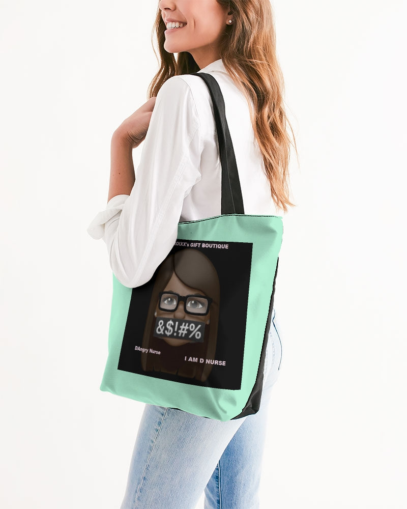 Angry pastel green Canvas Zip Tote