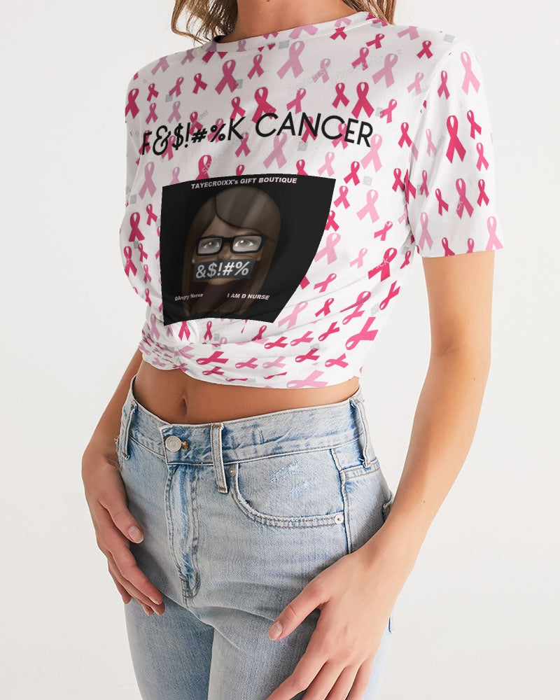 Special Edition F&$!#%K CANCER Women's Twist-Front Cropped Tee
