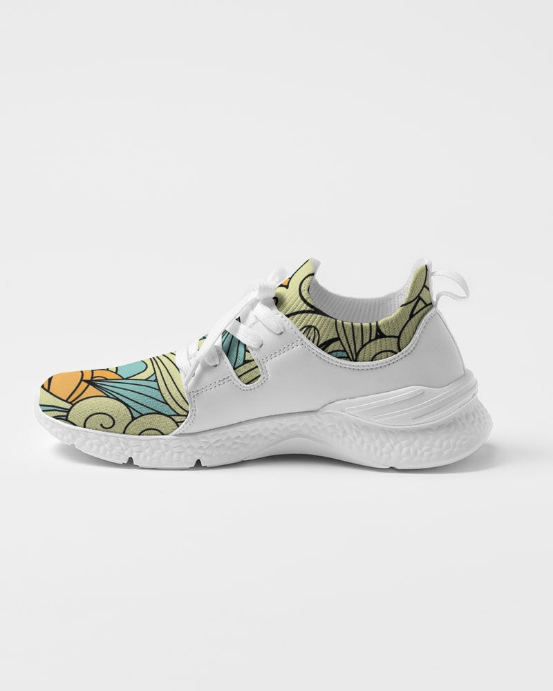 Angry yellow blue green print Women's Two-Tone Sneaker