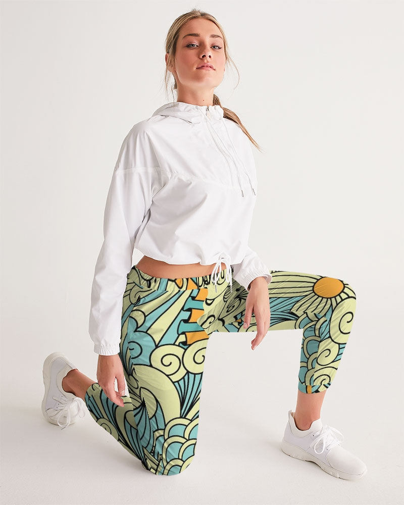 Angry yellow blue green print Women's Track Pants