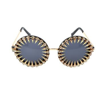 Baroque Rhinestone Crystal Round Sunglasses