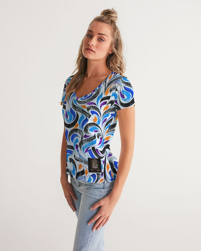 Angry Twirls Women's V-Neck Tee