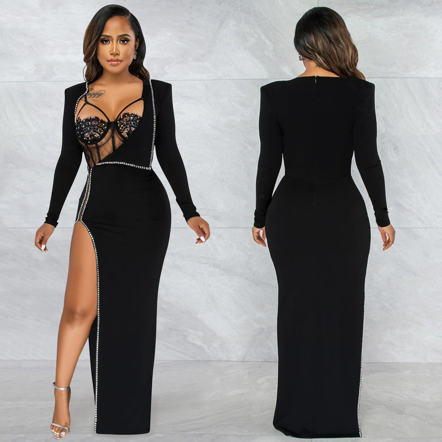 Women's Solid Color Irregular Long Sleeve Jumpsuit