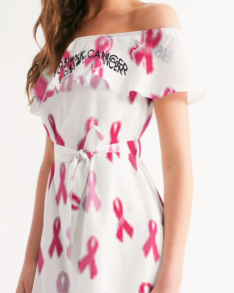 Special Edition F&$!#%K CANCER Women's Off-Shoulder Dress
