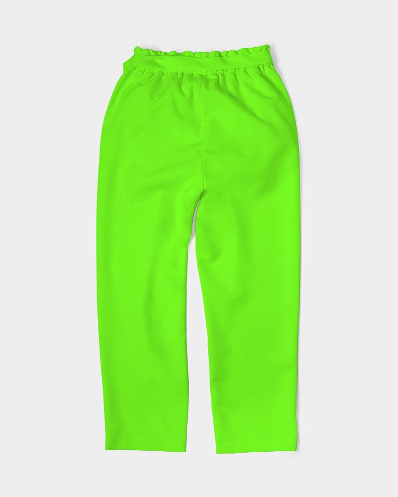neon green Women's Belted Tapered Pants
