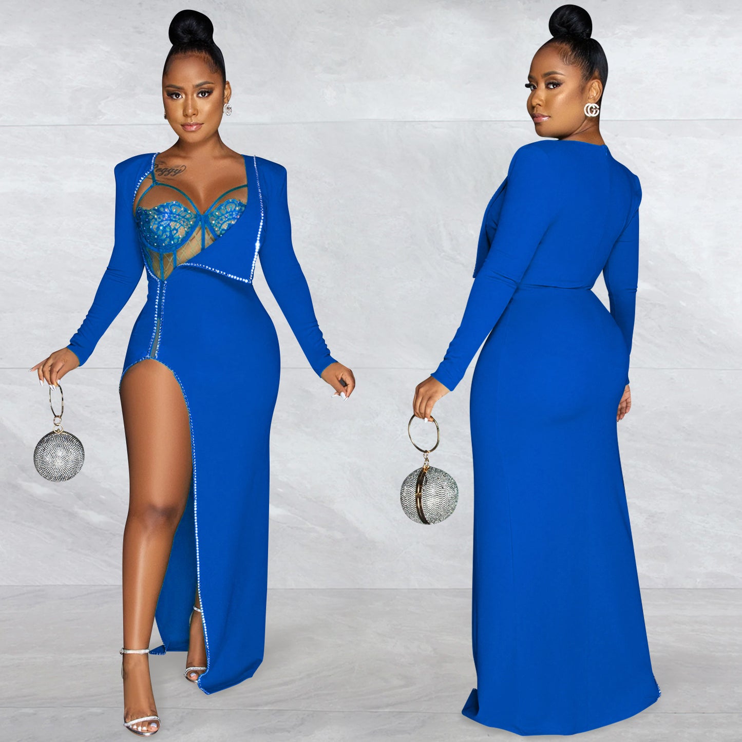 Women's Solid Color Irregular Long Sleeve Jumpsuit