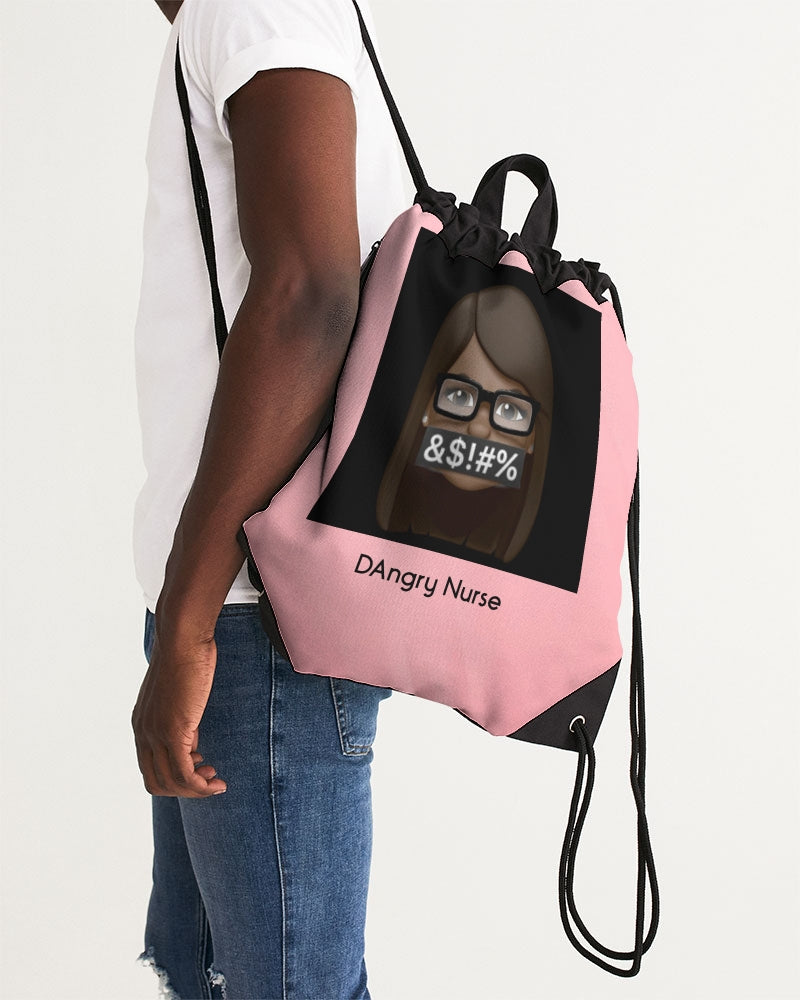 Angry Pink Canvas Drawstring Bag