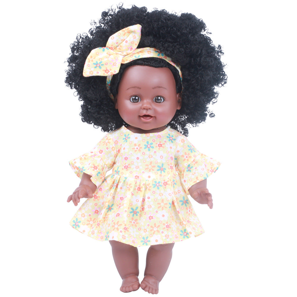 Imitation enamel plastic soft glue black baby doll