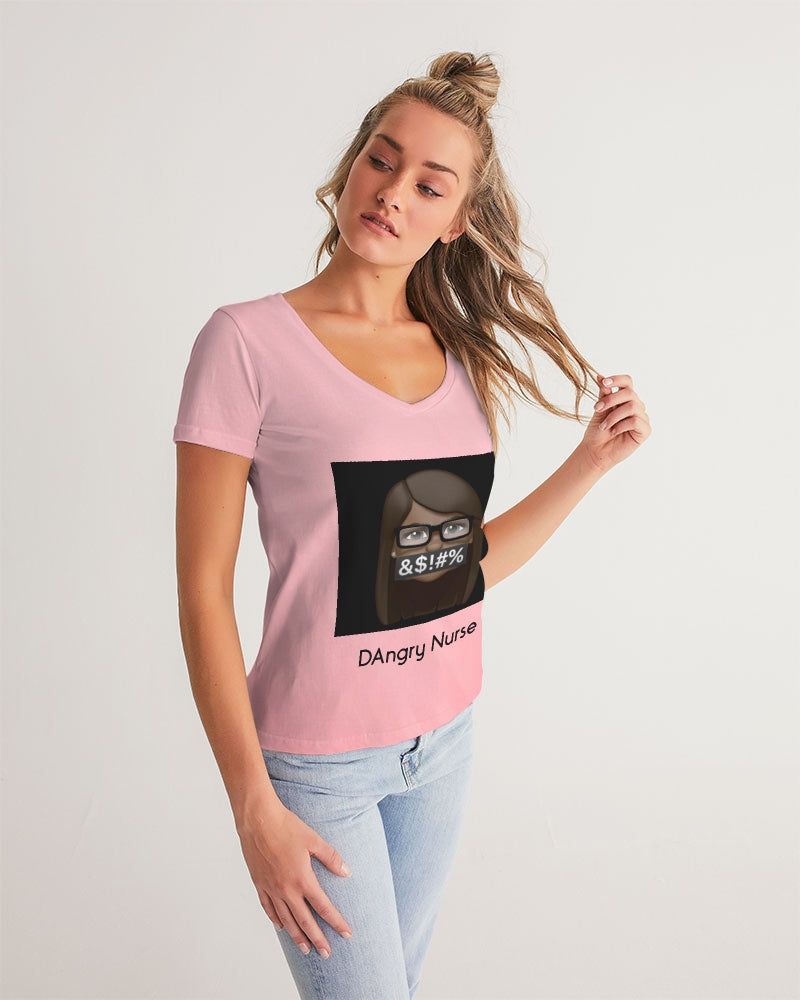 Angry Pink Women's V-Neck Tee