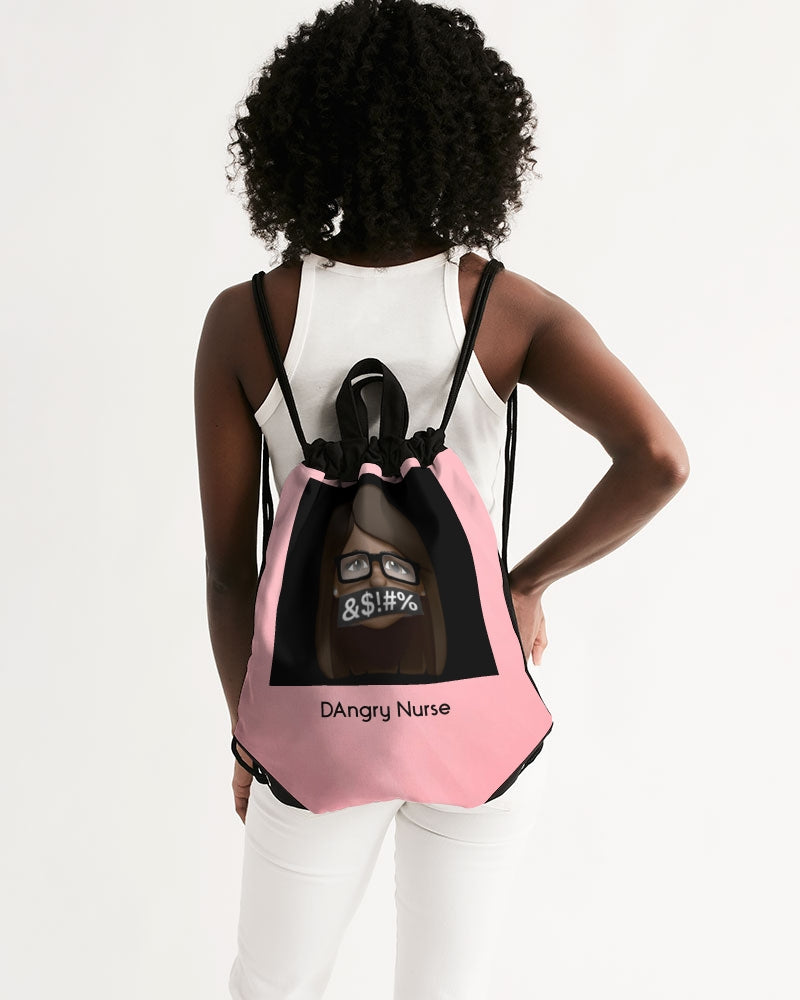 Angry Pink Canvas Drawstring Bag