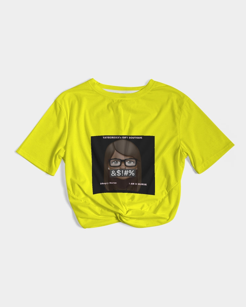 Angry Yellow Women's Twist-Front Cropped Tee