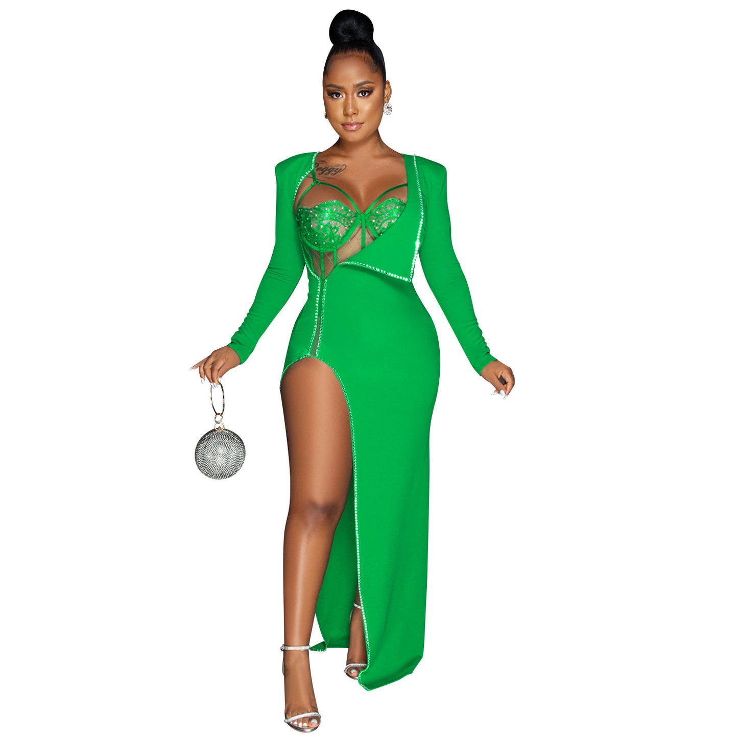 Women's Solid Color Irregular Long Sleeve Jumpsuit