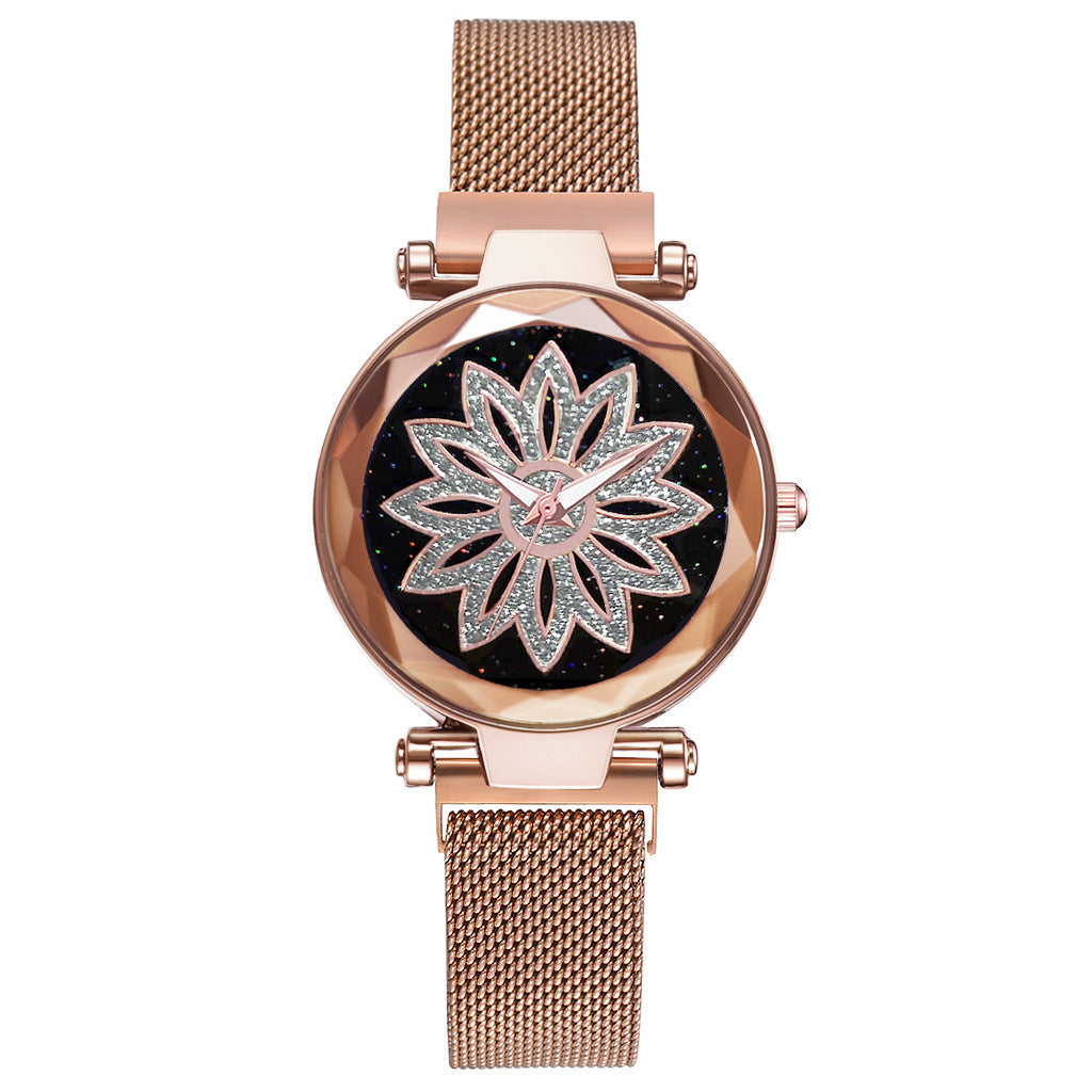 Quartz watch with starry sky surface for ladies