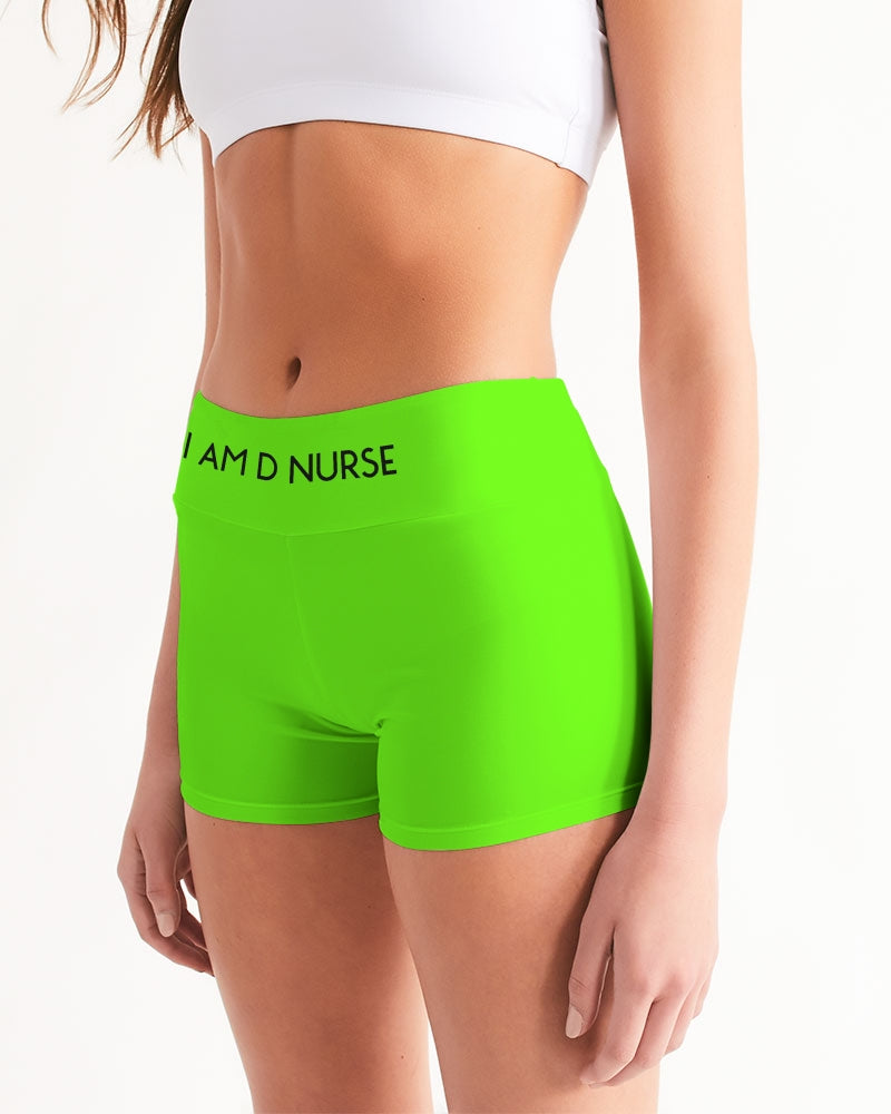 neon green Women's Mid-Rise Yoga Shorts