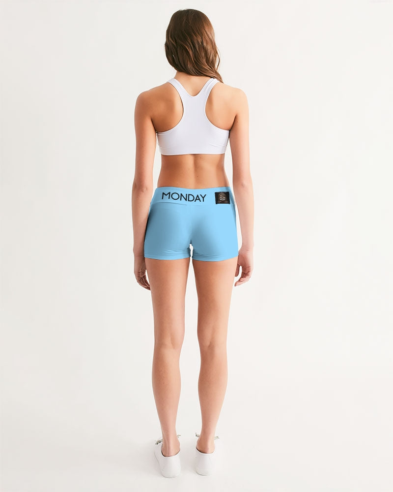 Angry pastel blue Women's Mid-Rise Yoga Shorts