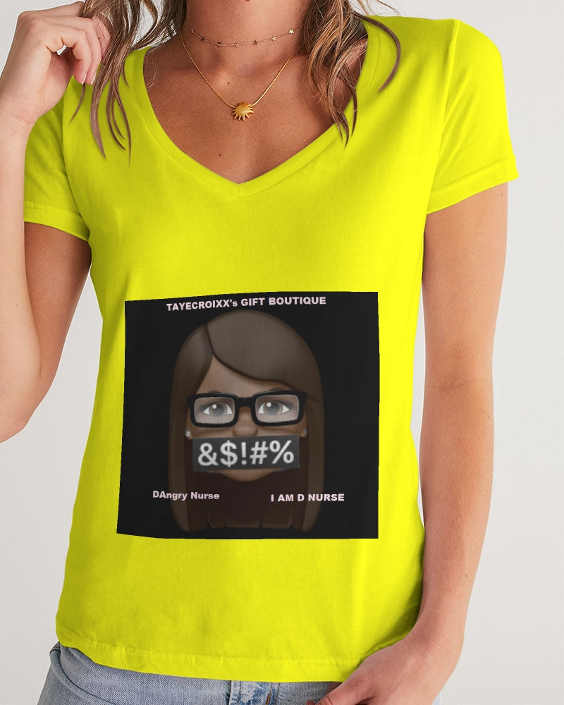 Angry Yellow Women's V-Neck Tee