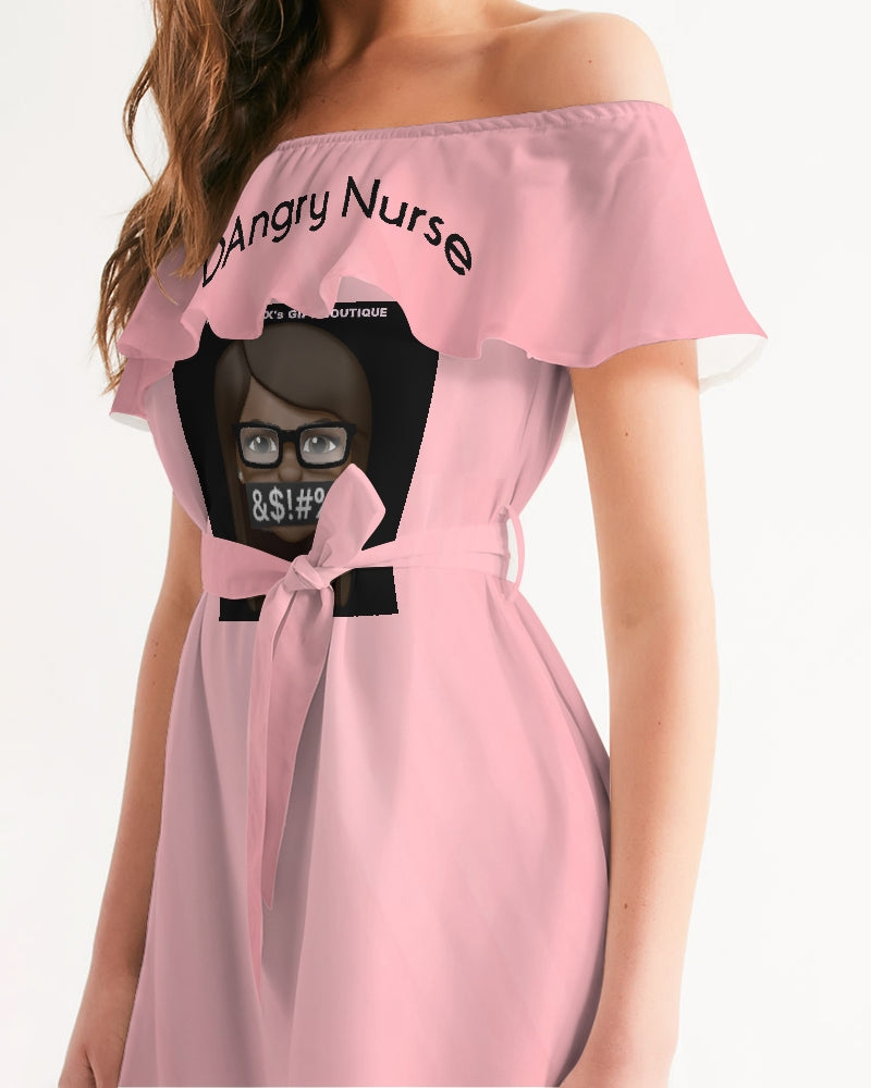 Angry Pink Women's Off-Shoulder Dress