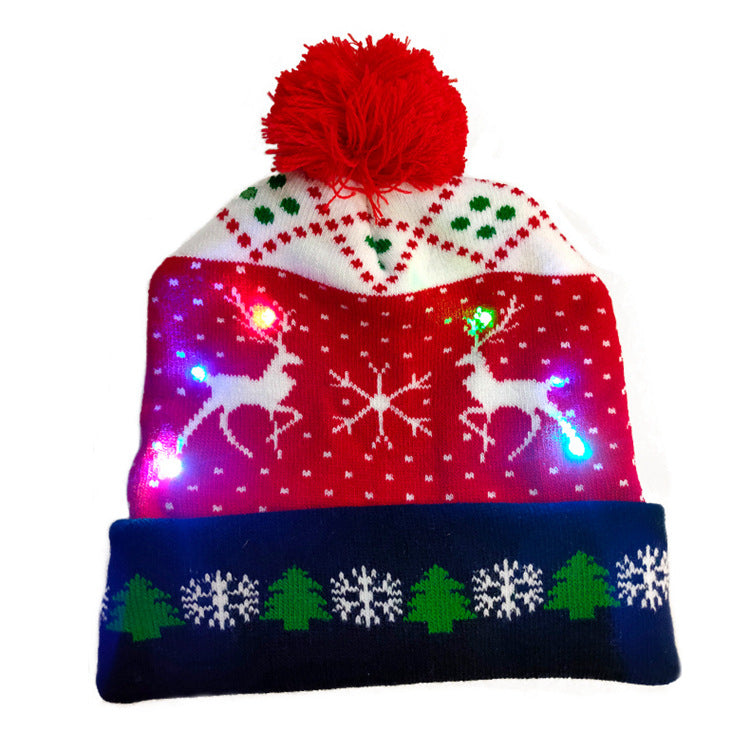 LED Christmas Hat Sweater Knitted Beanie Christmas Light Up Knitted Hat Christmas Gift Adult Kids Xmas 2022 New Year Decorations