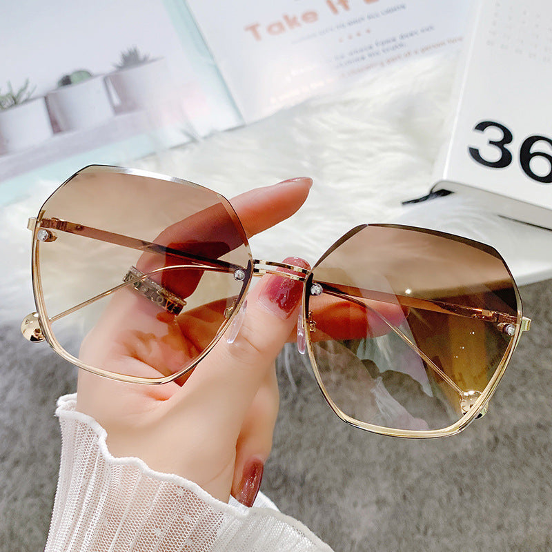 Diamond Cut Edge Rimless Two-tone Sunglasses