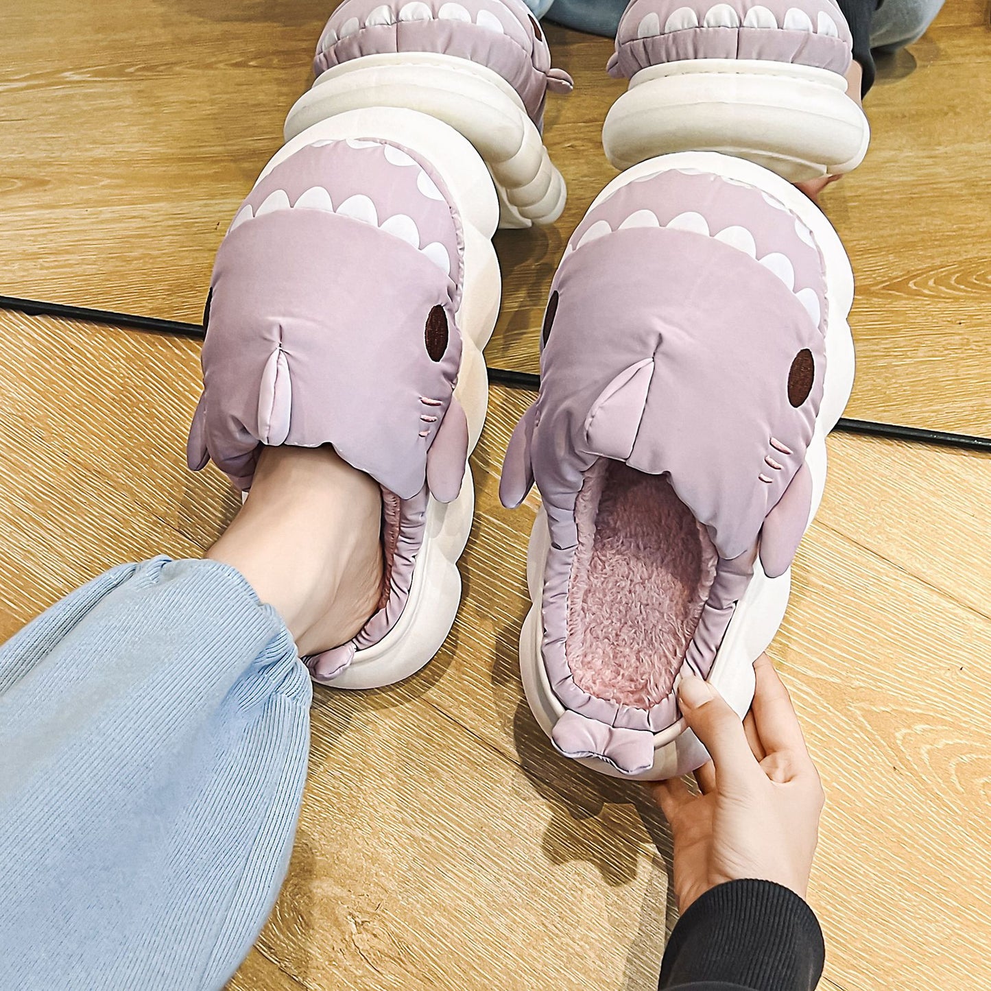Shark Shoes Winter Warm Home Slippers Women