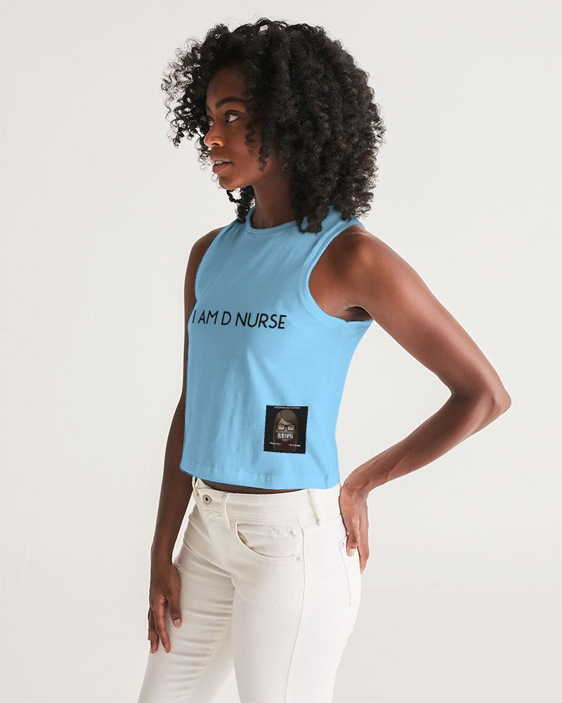 Angry pastel blue Women's Cropped Tank