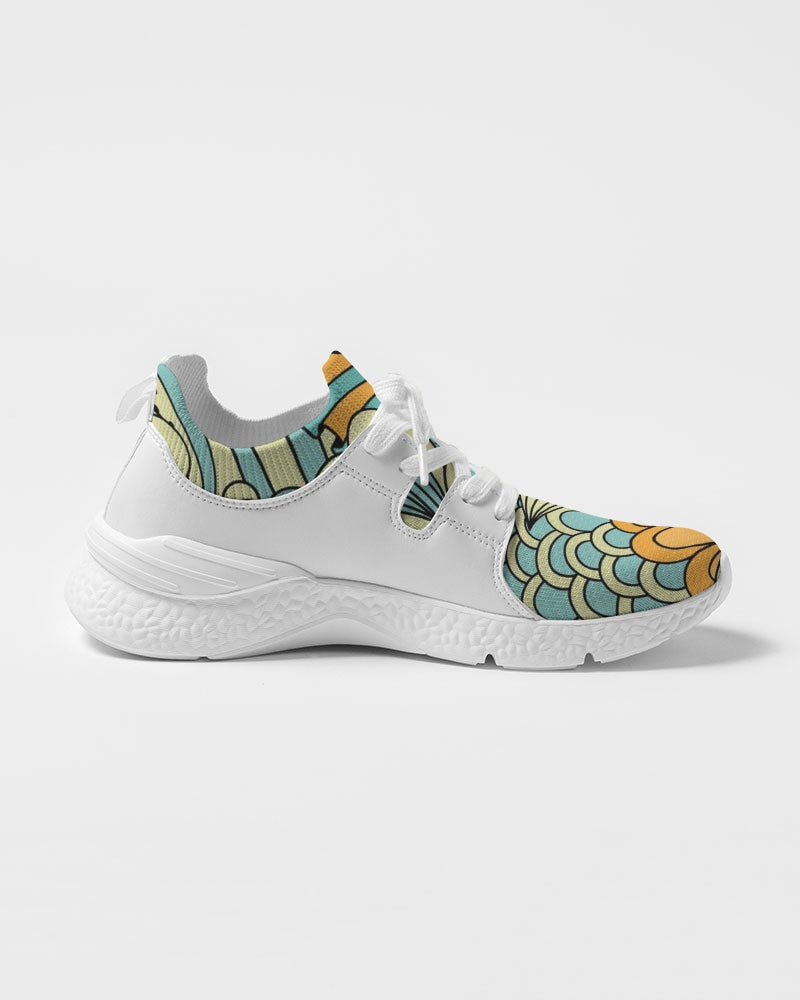 Angry yellow blue green print Women's Two-Tone Sneaker