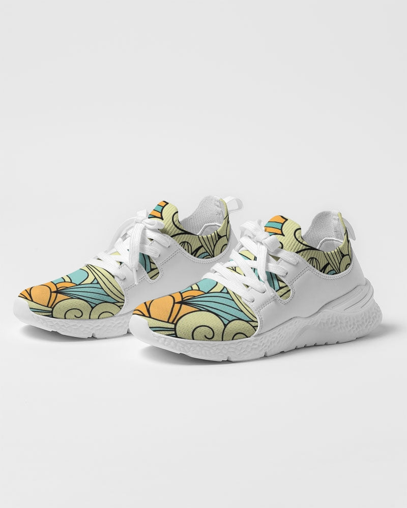 Angry yellow blue green print Women's Two-Tone Sneaker