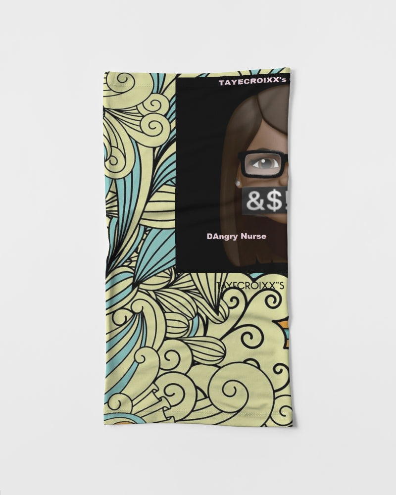 Angry yellow blue green print Neck Gaiter Set