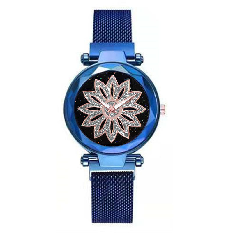Quartz watch with starry sky surface for ladies
