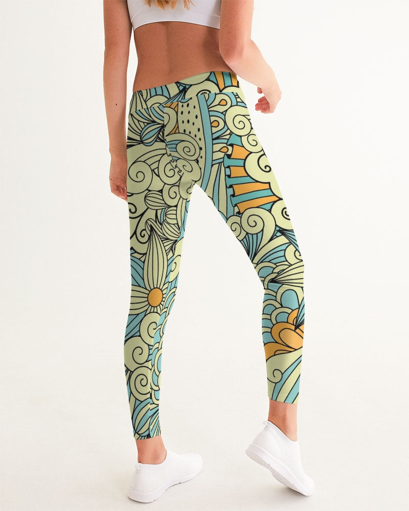 Angry yellow blue green print Women's Yoga Pants