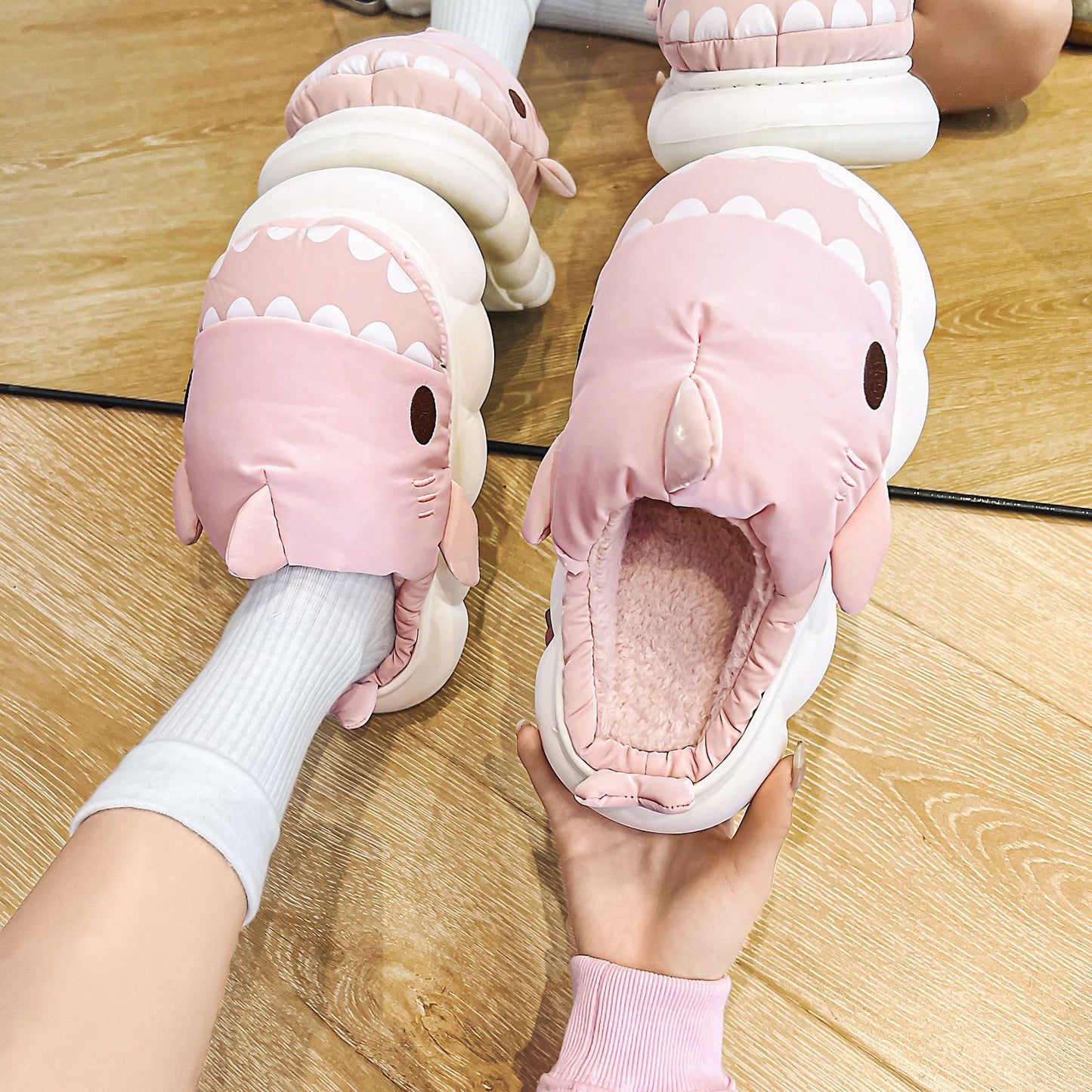 Shark Shoes Winter Warm Home Slippers Women