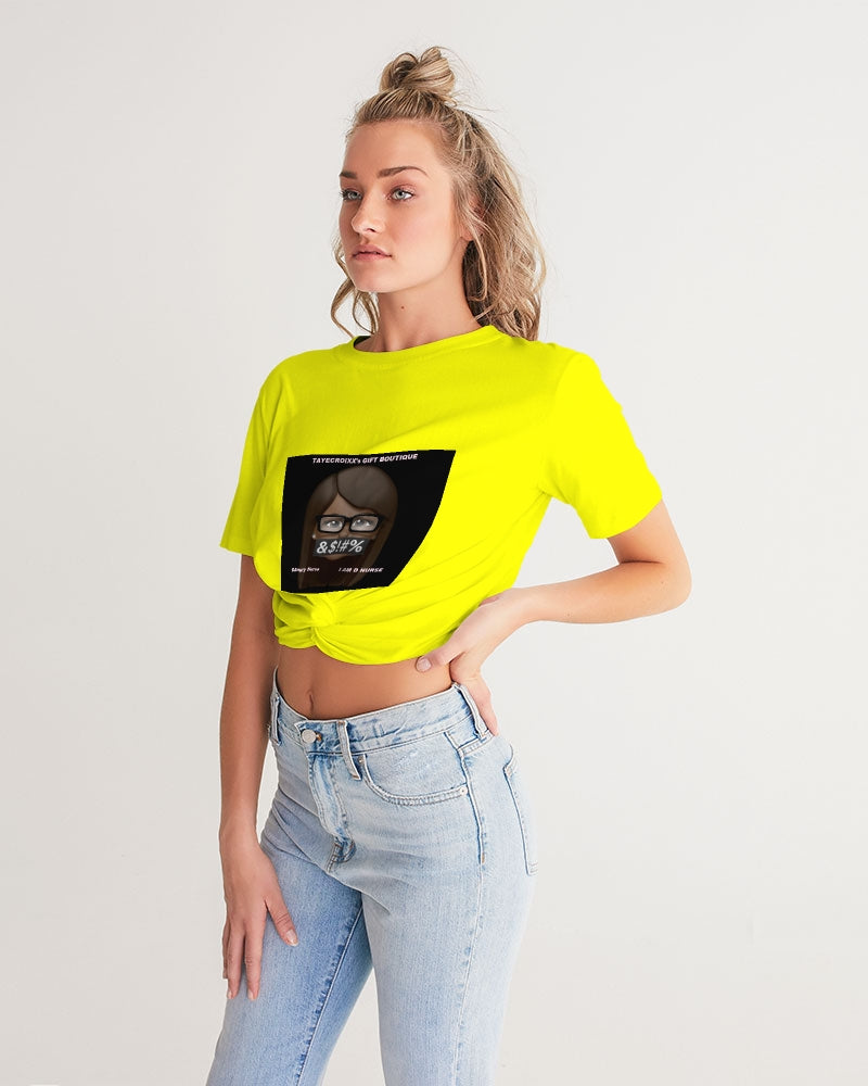 Angry Yellow Women's Twist-Front Cropped Tee