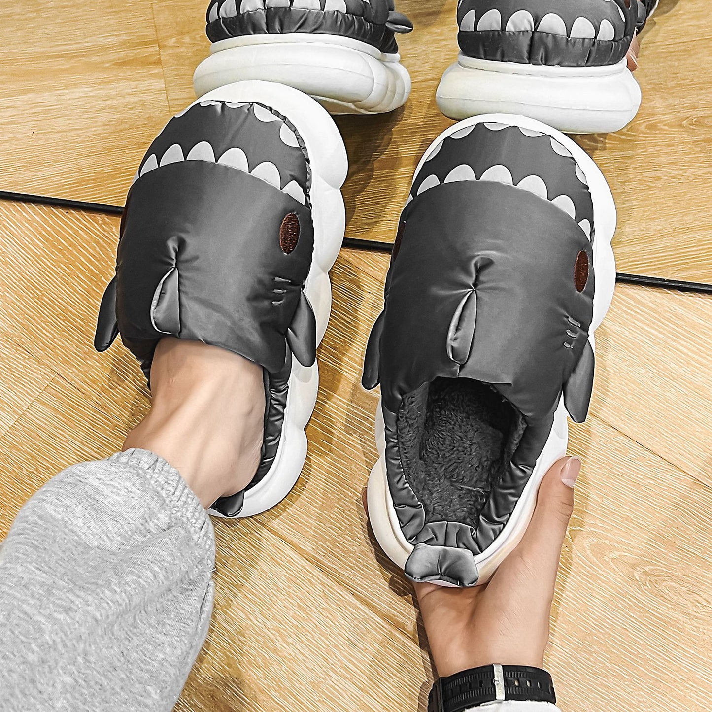 Shark Shoes Winter Warm Home Slippers Women