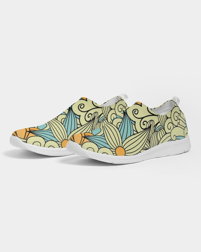 Angry yellow blue green print Women's Slip-On Flyknit Shoe