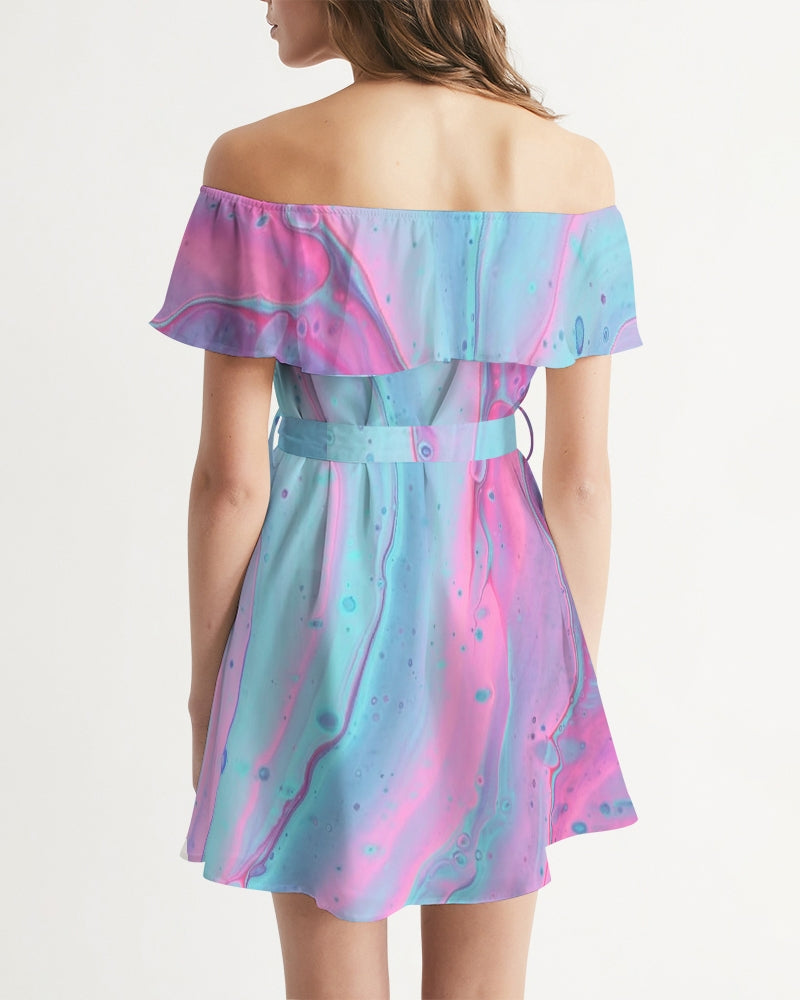 Angry Tye Dye Women's Off-Shoulder Dress