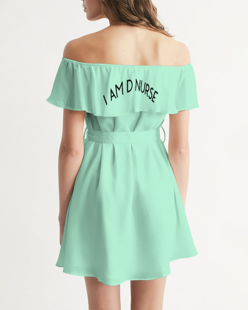 Angry pastel green Women's Off-Shoulder Dress