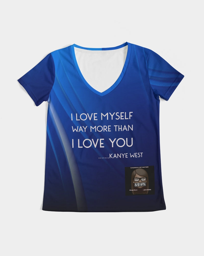Angry Blue Women's V-Neck Tee