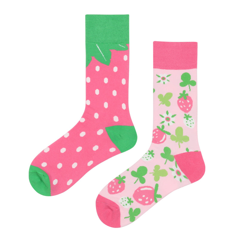 Asymmetrical Color Retro Personality Male And Female Couple Mid-length Cotton Socks