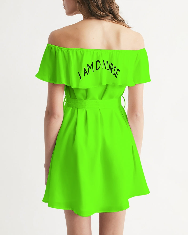 neon green Women's Off-Shoulder Dress