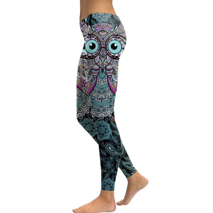 NADANBAO New Design 2021 Leggings Women Cool Owl Digital Print Flower Fitness Workout Leggins Slim Elastic Plus Size Pant Legins